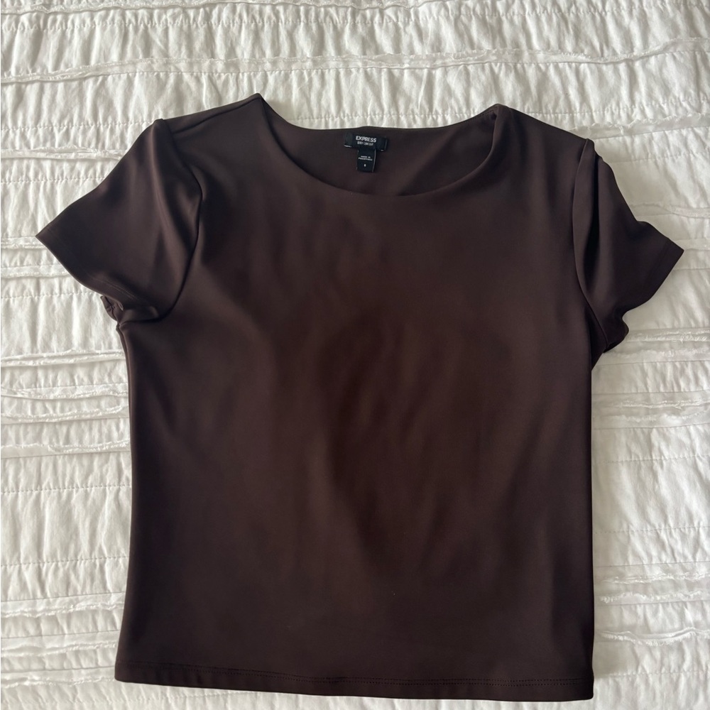 Express Dark Brown Short Sleeve Women's Tee